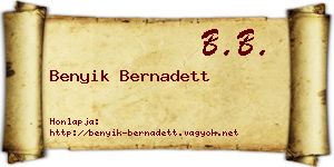 Benyik Bernadett névjegykártya